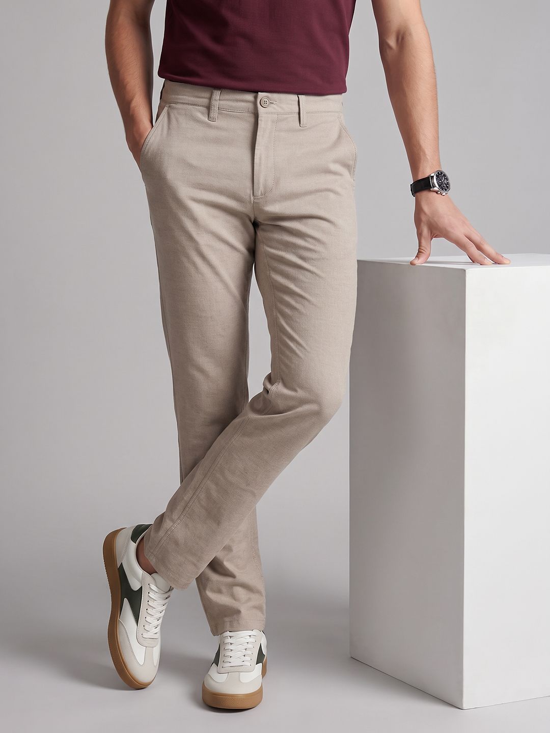 Louis Philippe Sport Men Slim Fit Chinos Trousers-picture-34