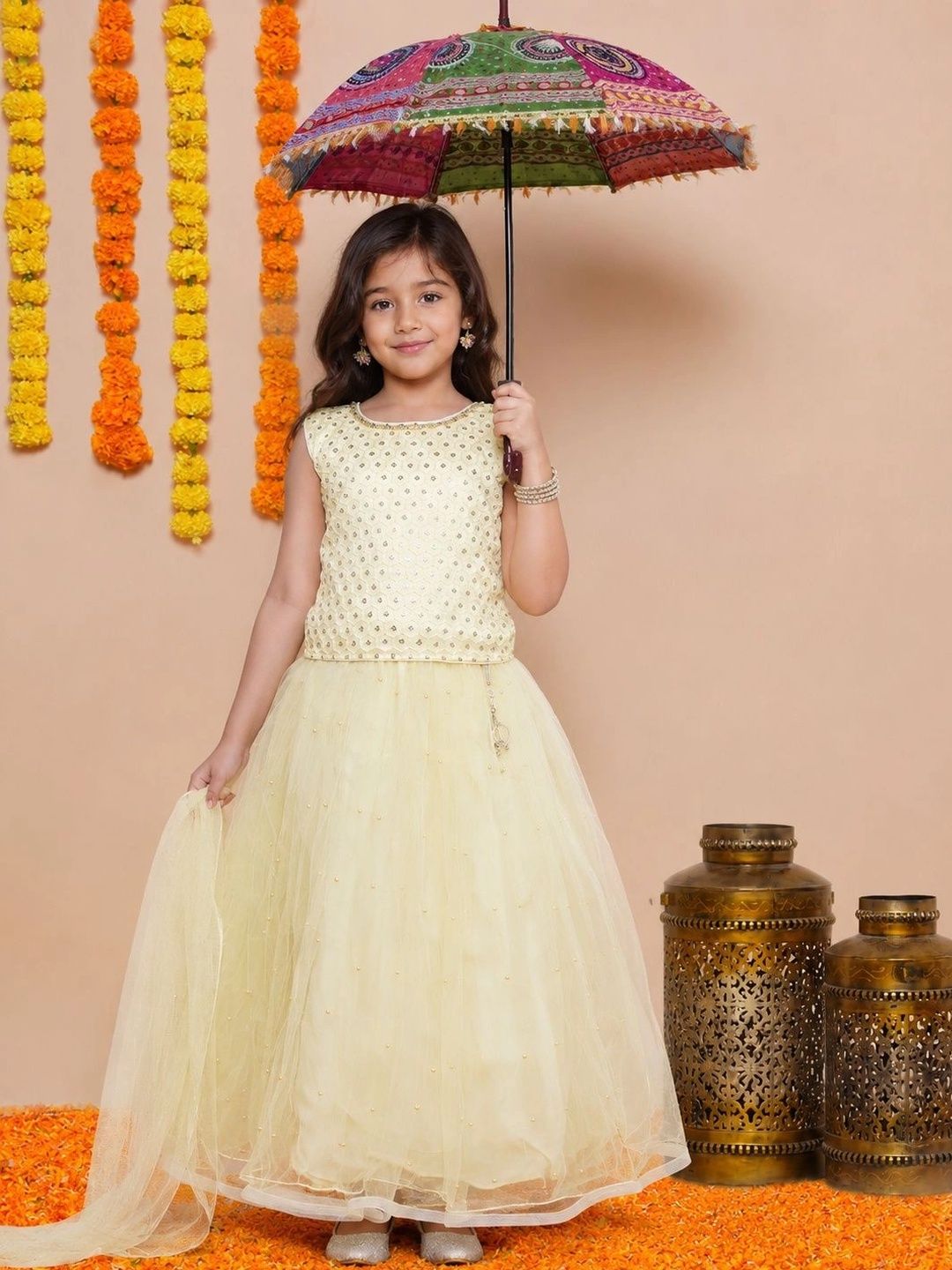 KALINI Girls Embellished Sequinned Ready to Wear Lehenga &-picture-44