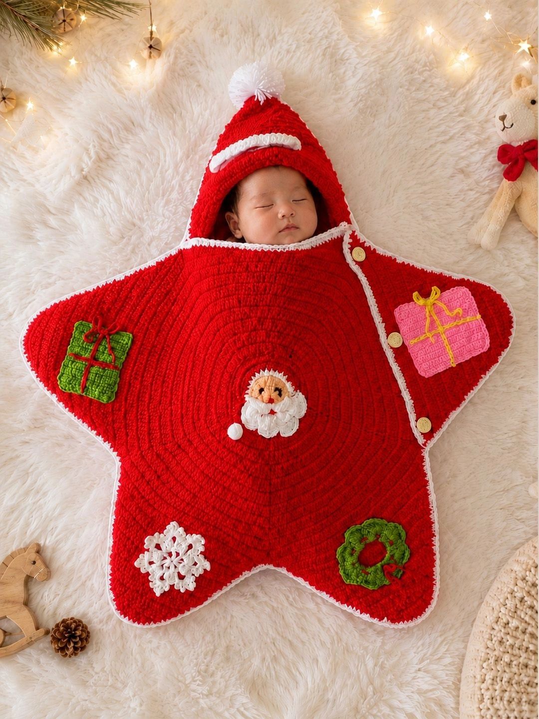 Woonie Infants Star Shaped Christmas Applique Photography Prop-picture-11