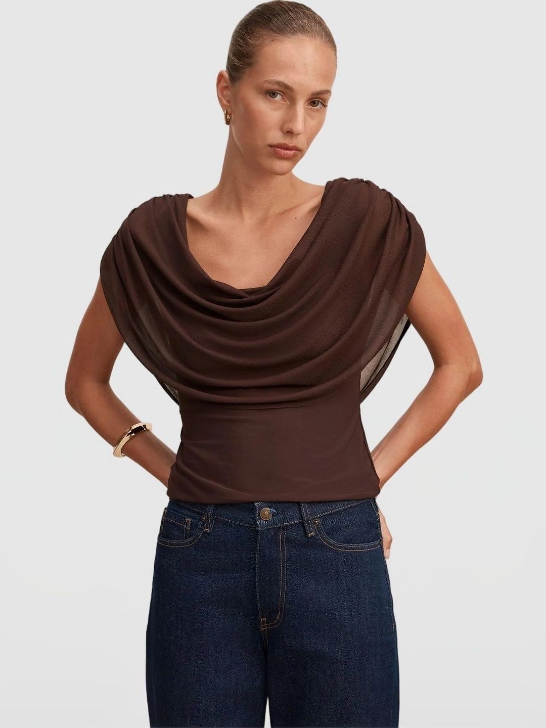 Forever New Cowl Neck Extended Sleeves Top-picture-26