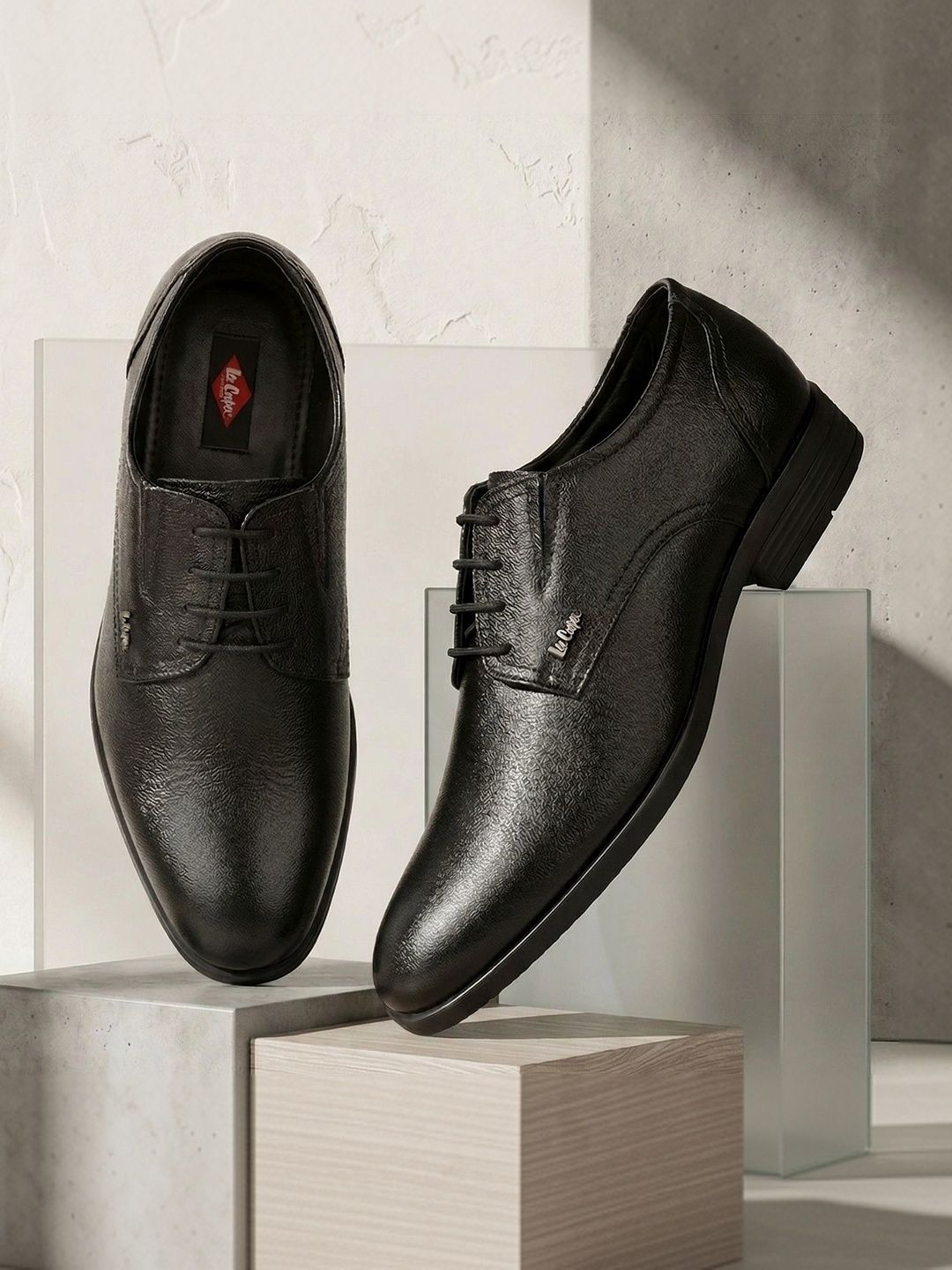 Lee Cooper Men Textured Round Toe Lace-Ups Formal Derbys Shoes-picture-20