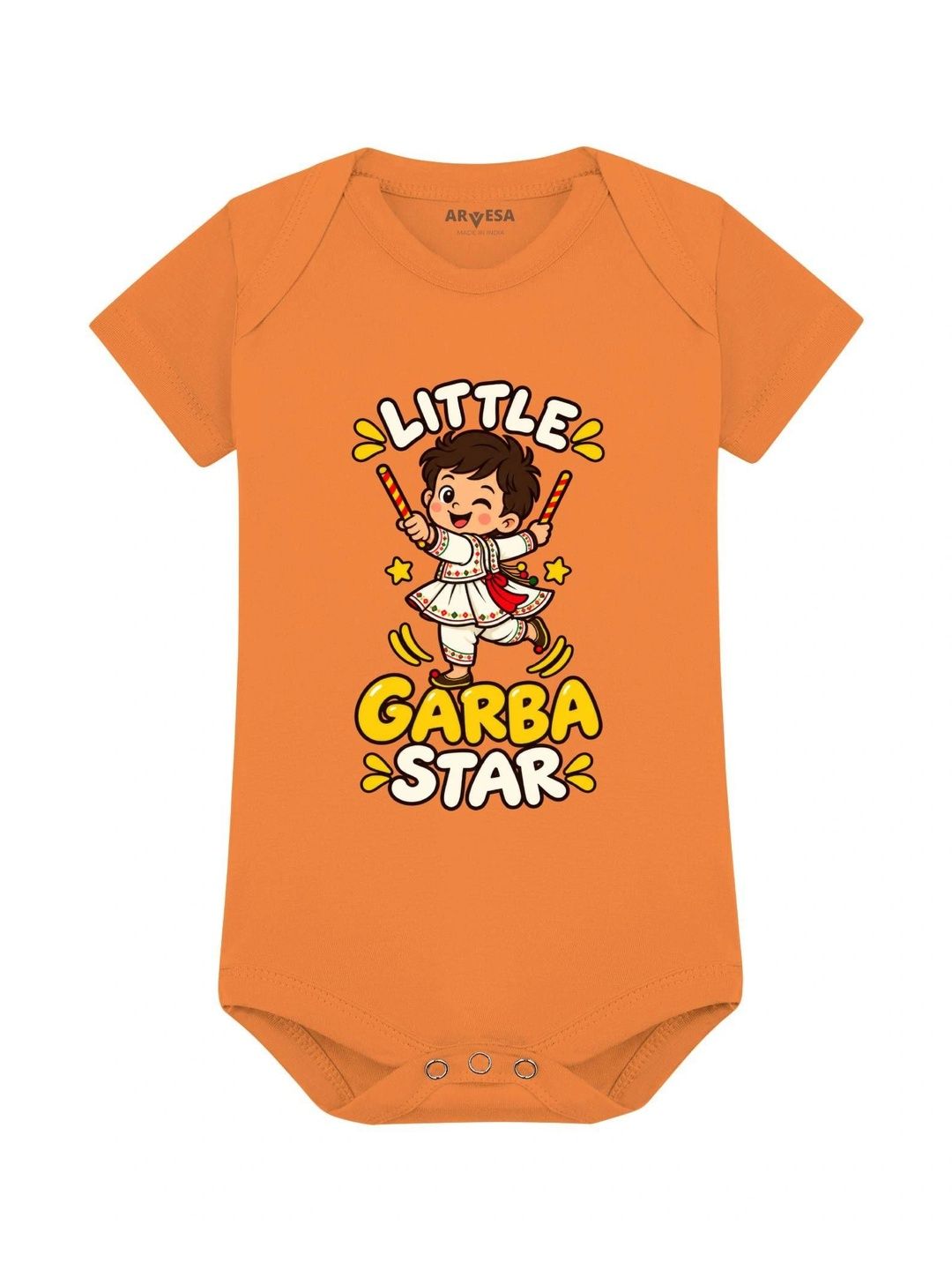 Arvesa Infants Little Garba Star Theme Printed Pure Cotton Bodysuit-picture-29