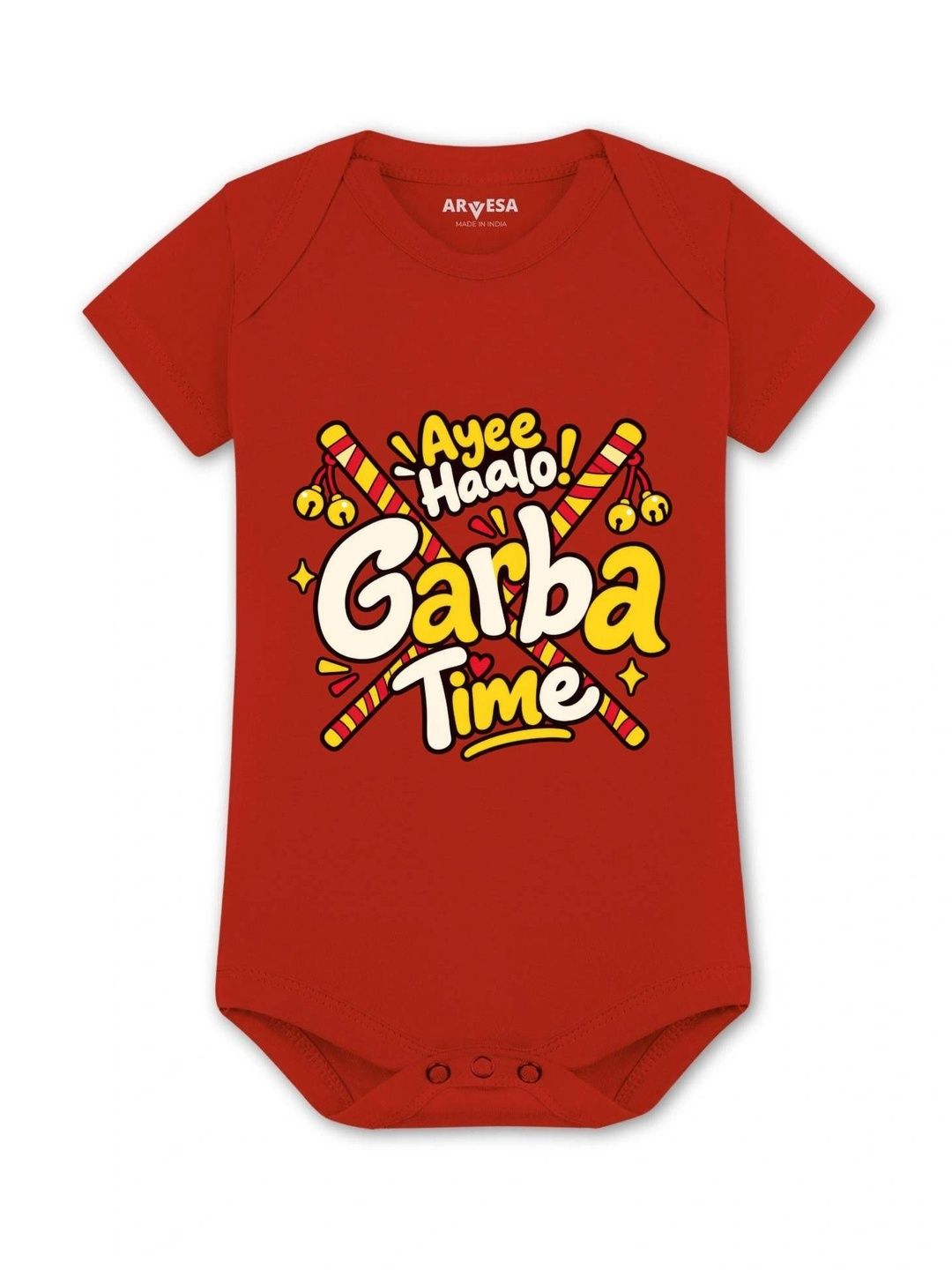 Arvesa Infants Ayee Haalo! Garba Time Theme Printed Pure Cotton Bodysuit-picture-15