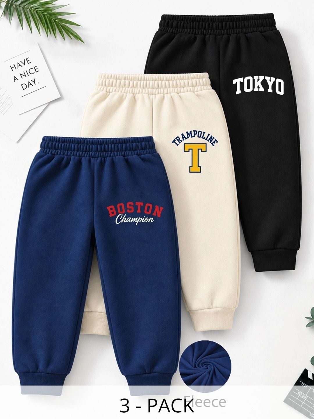 YK X Trampoline Boys Pack of 3 Regular Fit Typography Joggers-picture-27