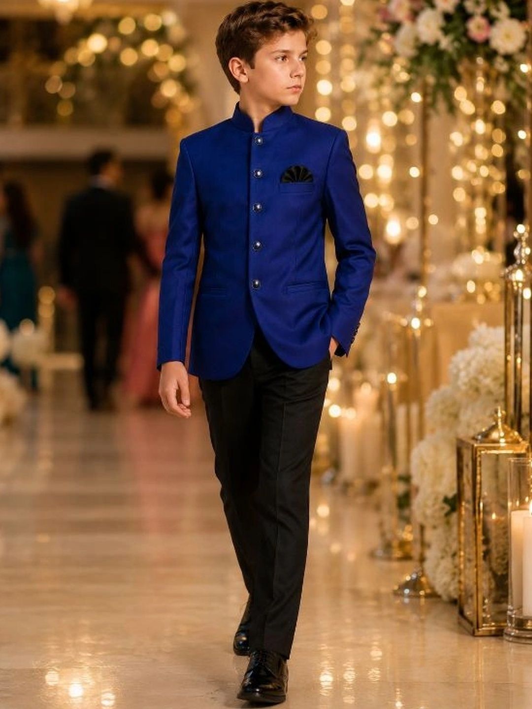 YK Boys Mandarin Collar 2 Pieces Jodhpuri & Trousers Suits-picture-17
