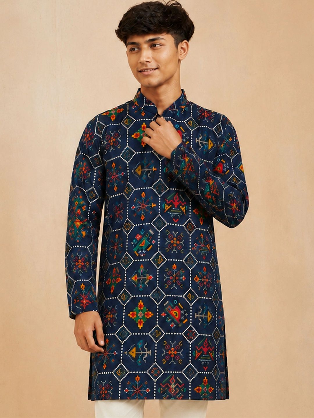 VASTRAMAY Boys Ethnic Motifs Printed Indie Prints Kurta-picture-36