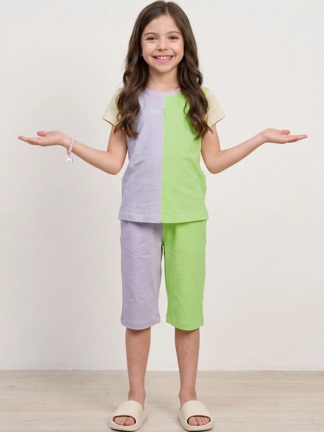 Sweet Dreams Girls Colourblocked Night suit-picture-16
