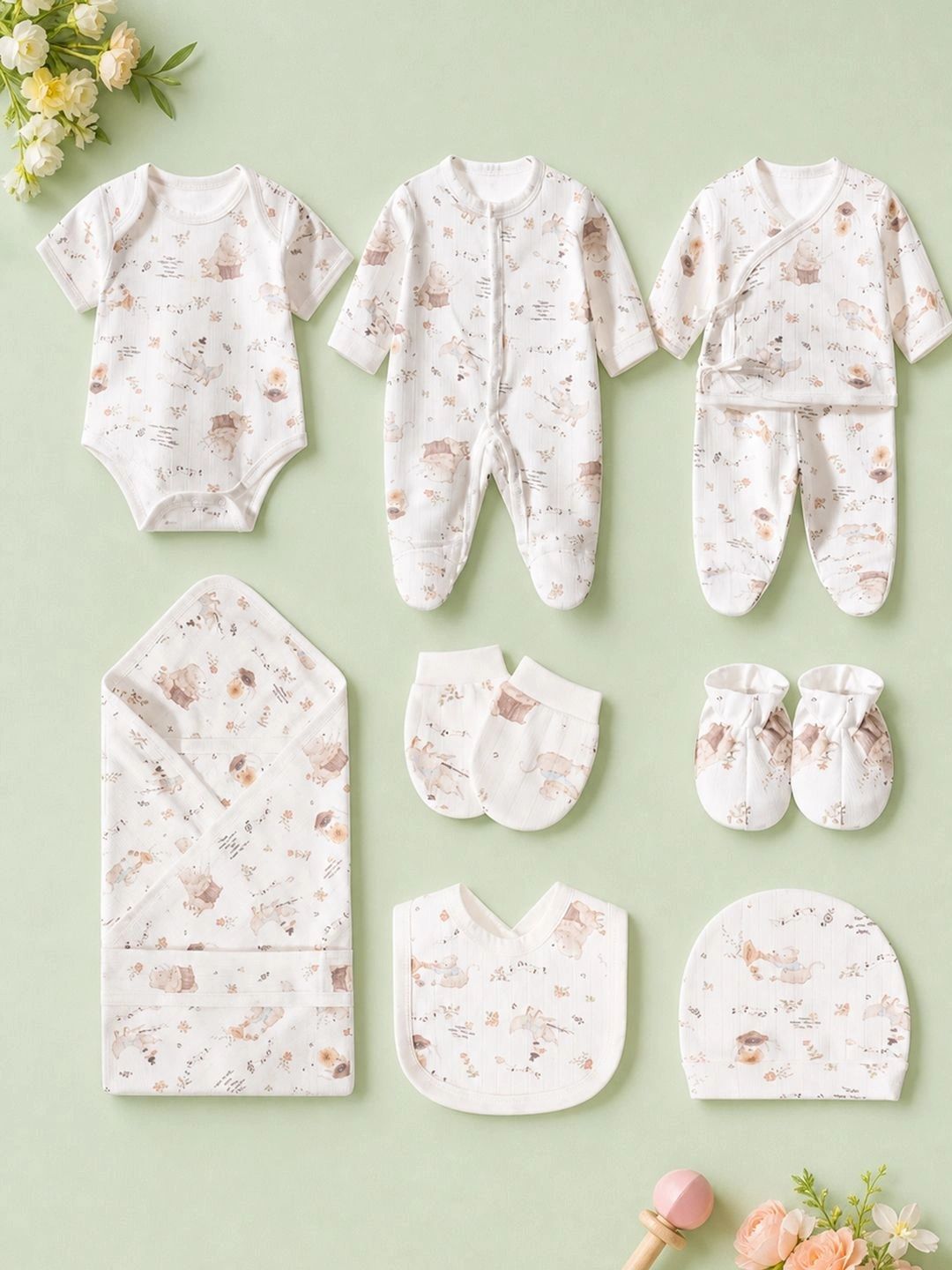 Wunderwoo Infants Pack of 10 Printed Baby Apparel Gift Set-picture-35