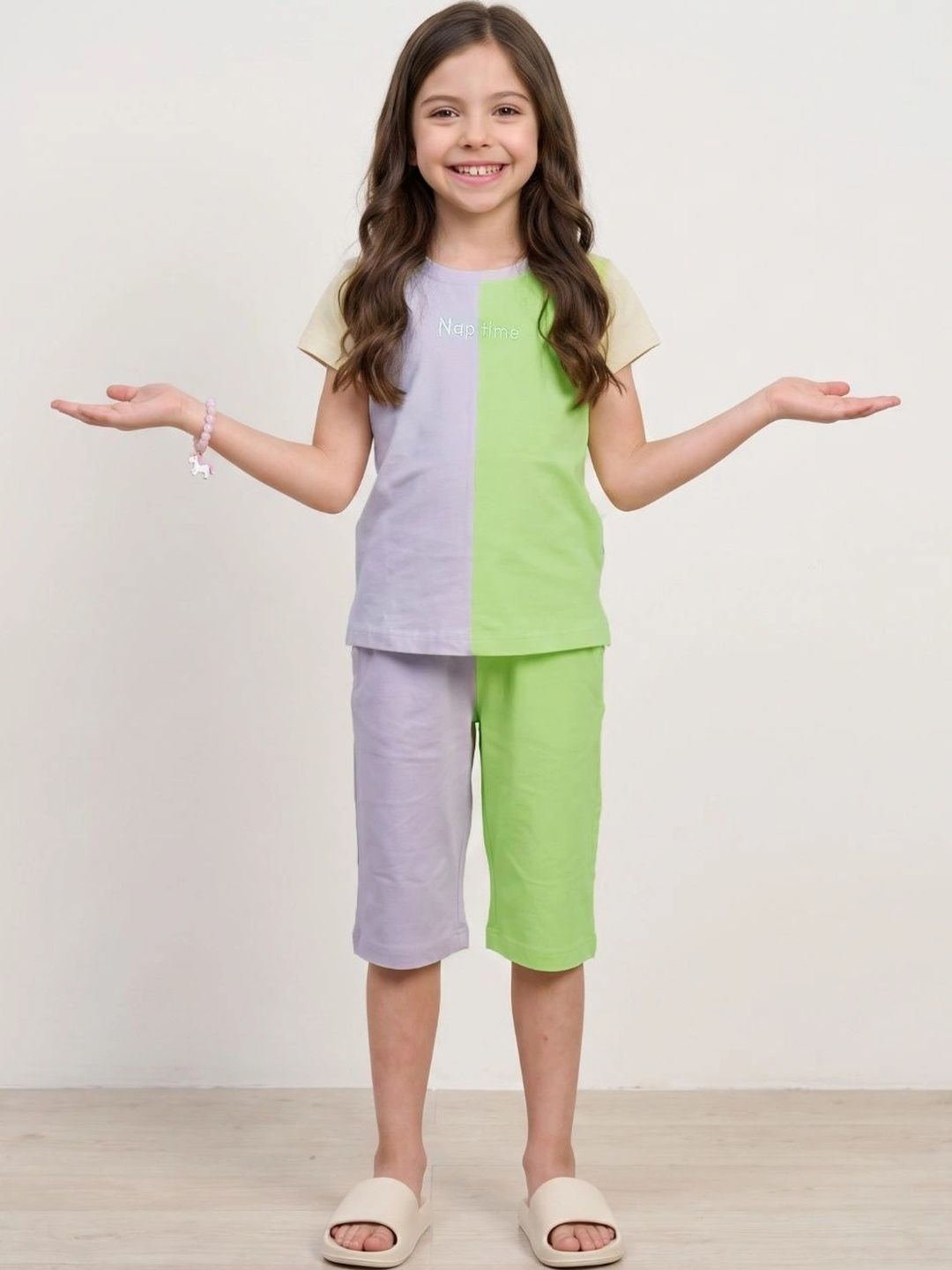 Sweet Dreams Girls Colourblocked Night suit-picture-30