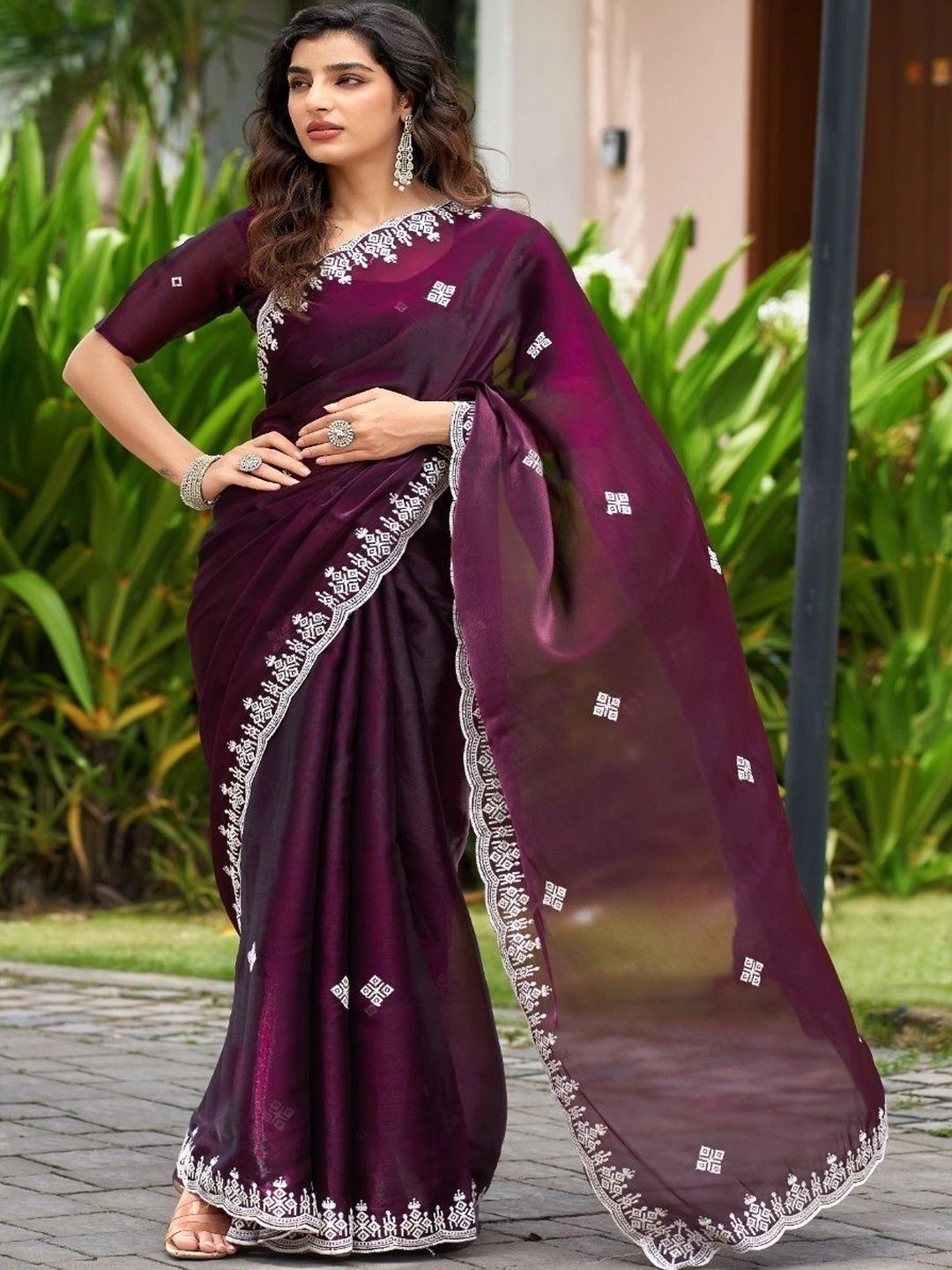KALINI Woven Design Sequinned Saree-picture-3