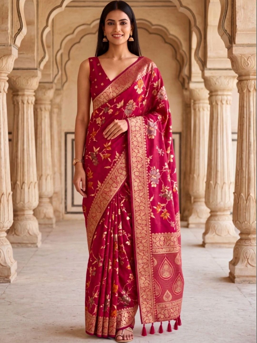 parvati fabrics limited floral zari saree