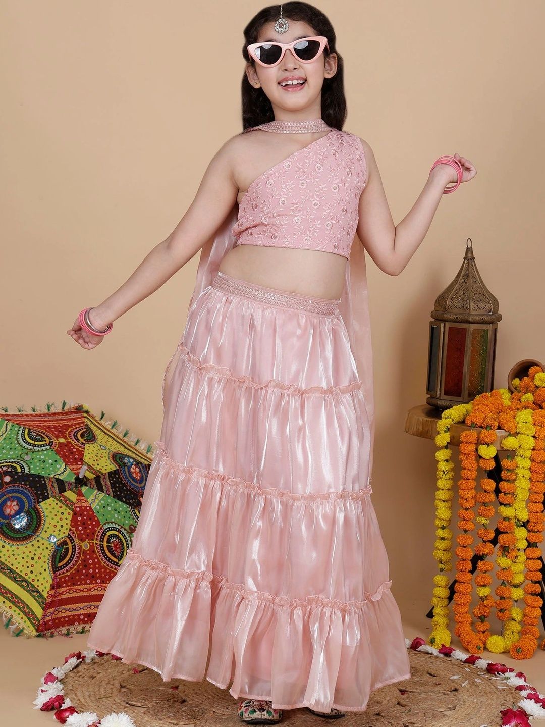 YK Girls Embellished Ready to Wear Lehenga & Blouse With Dupatta-picture-20