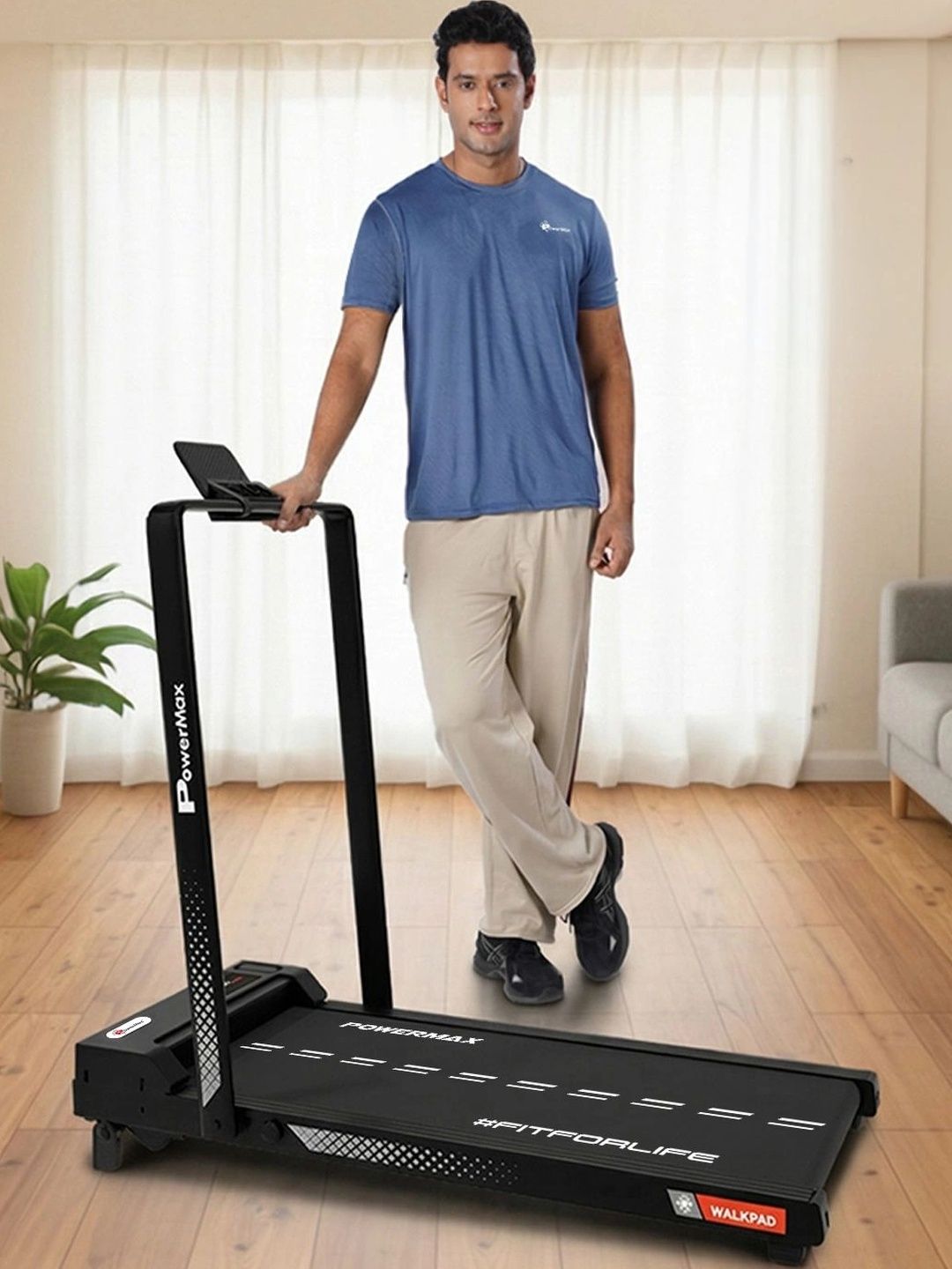PowerMax Fitness Walking Pad 3HP Foldable Treadmill for Home Gym Workout