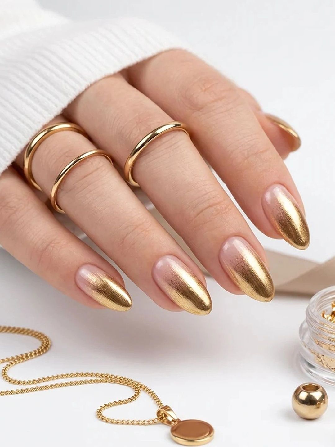 milo nails set of 10 reusable press on nails with application kit - gradient sunshine