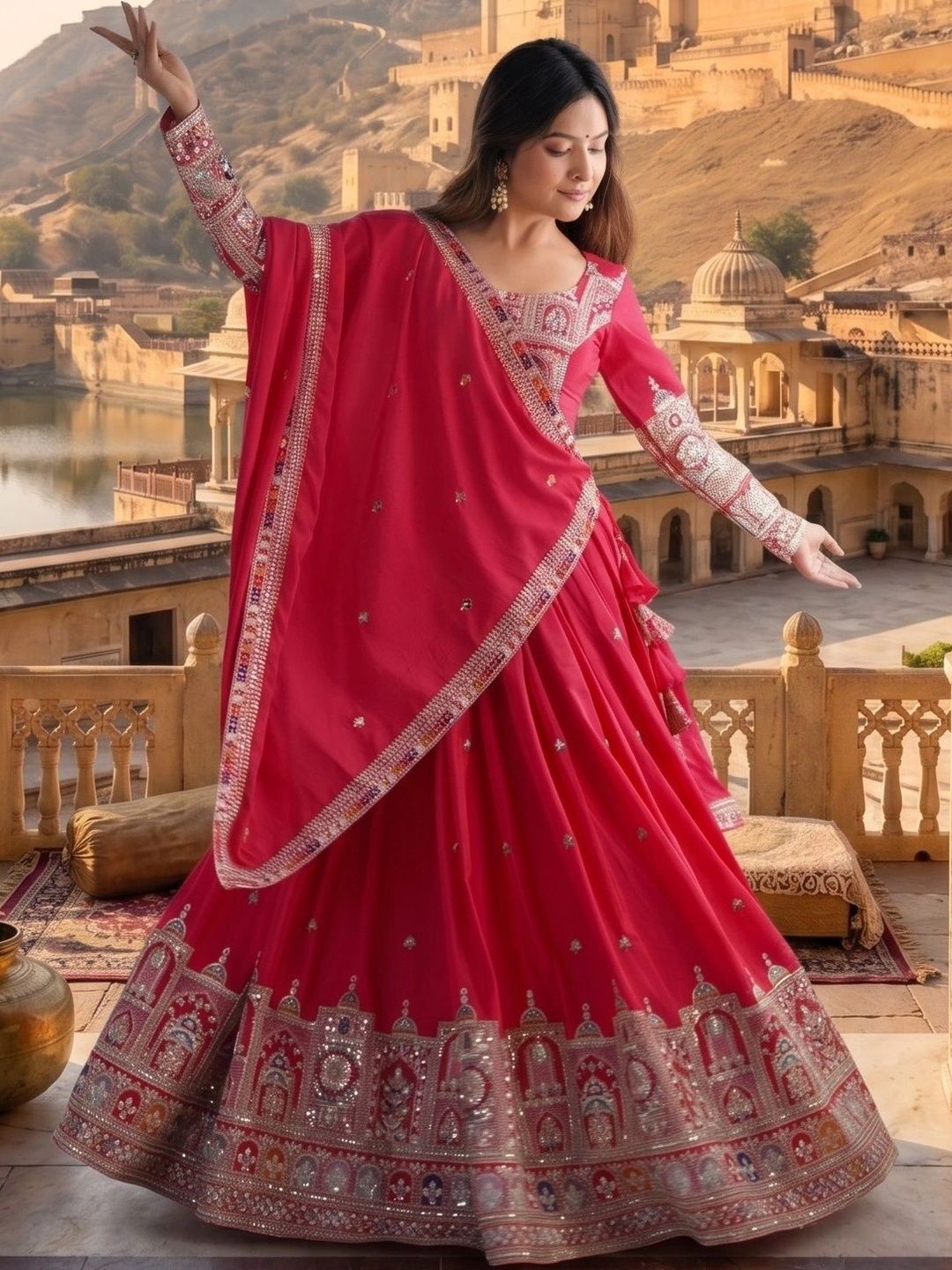 Anouk Embroidered Semi-Stitched Lehenga & Blouse With Dupatta-picture-30