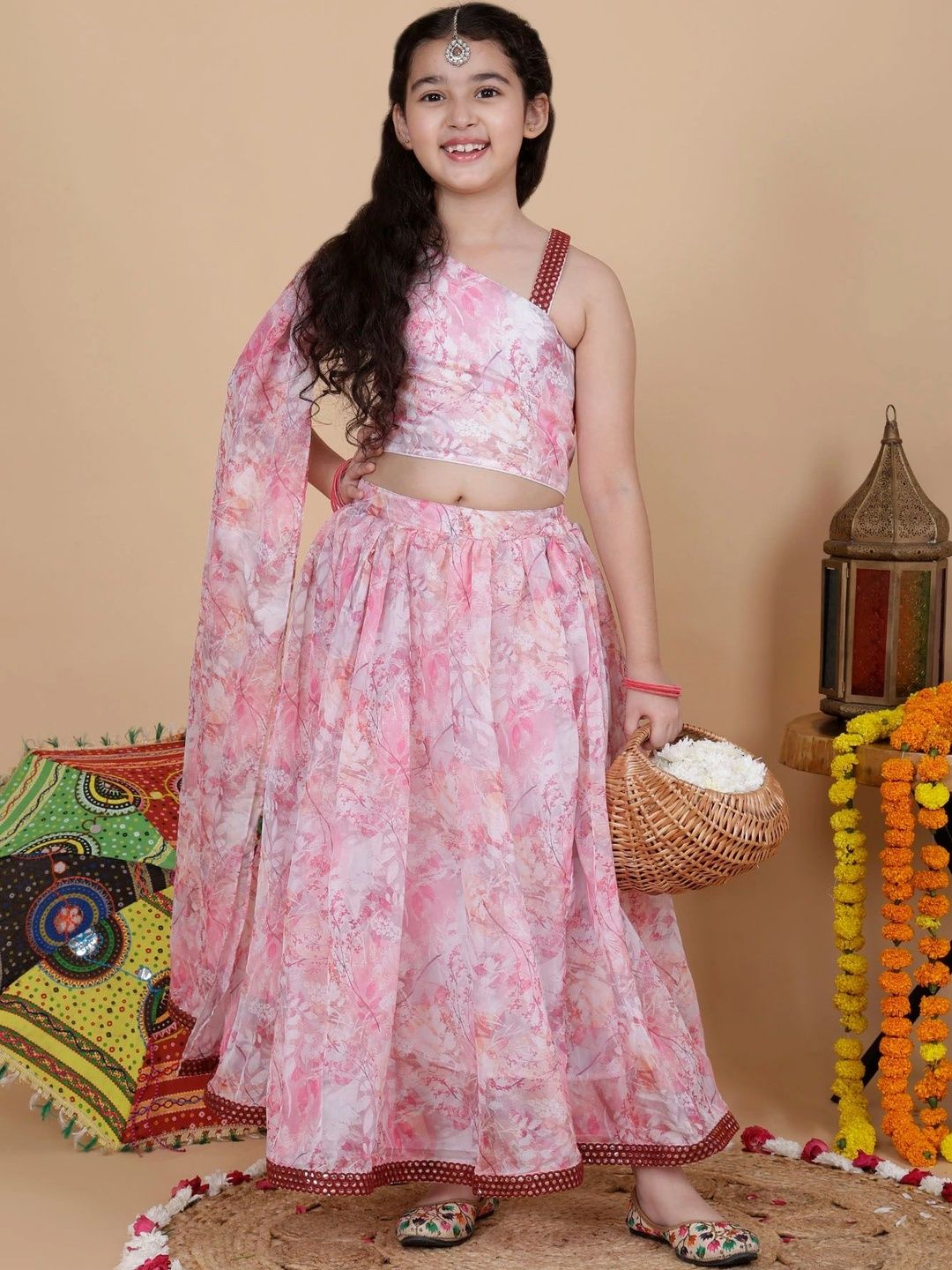YK Girls Printed Ready to Wear Lehenga & Blouse With Dupatta-picture-2