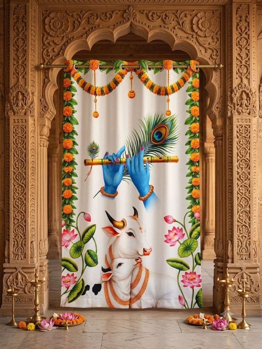 rainbow furnishings multicoloured ethnic motifs door curtain