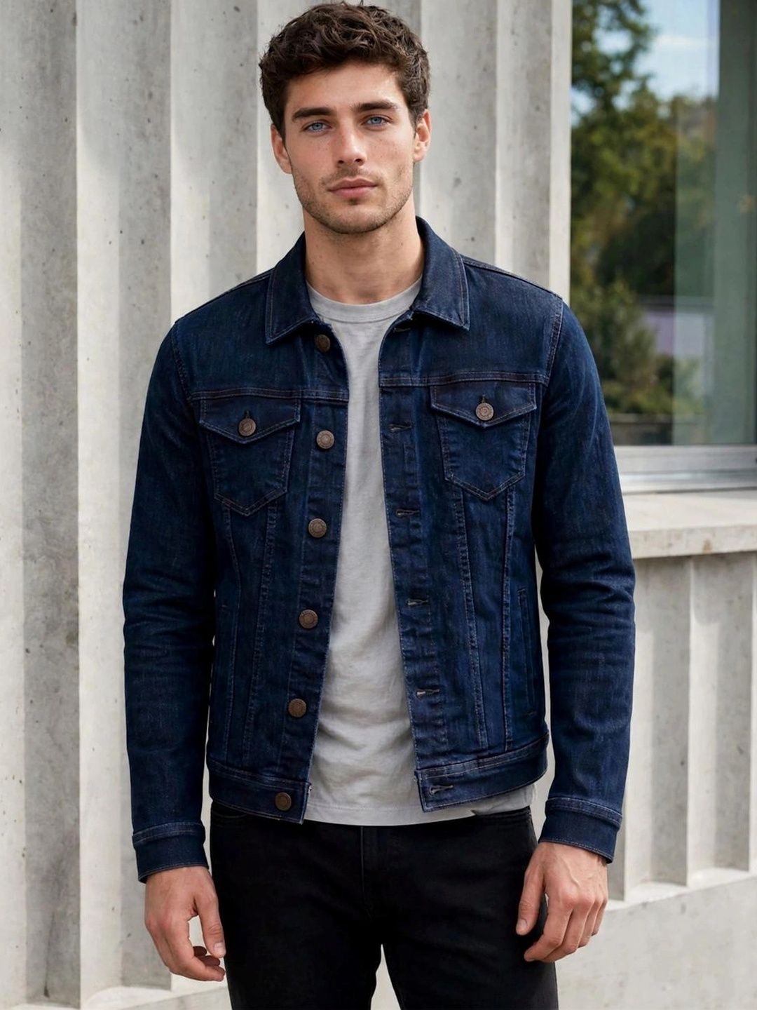 Mevan Mevan Men Outdoor Denim Jacket