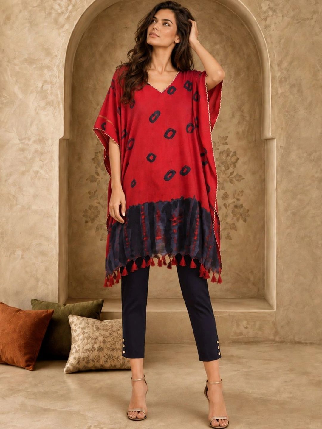 Anouk Printed V-Neck Kaftan Kurti-picture-14