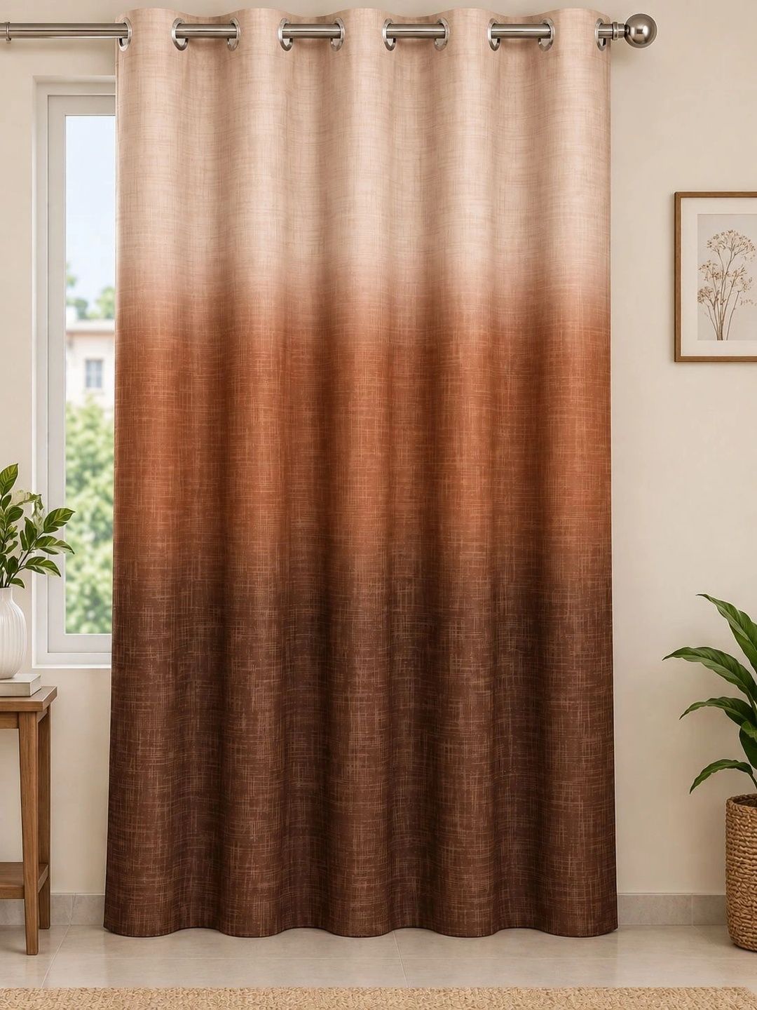 Myntra Elegant Homes Peach-Coloured Room Darkening Long Door Curtain-picture-15