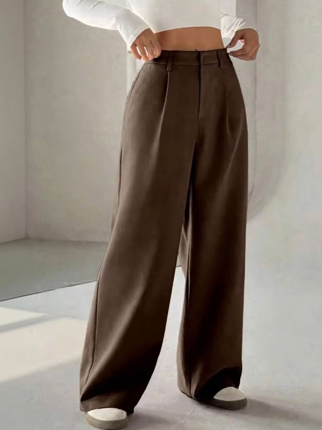 Next One Women Comfort Loose Fit High-Rise Easy Wash Pleated Trousers-picture-40