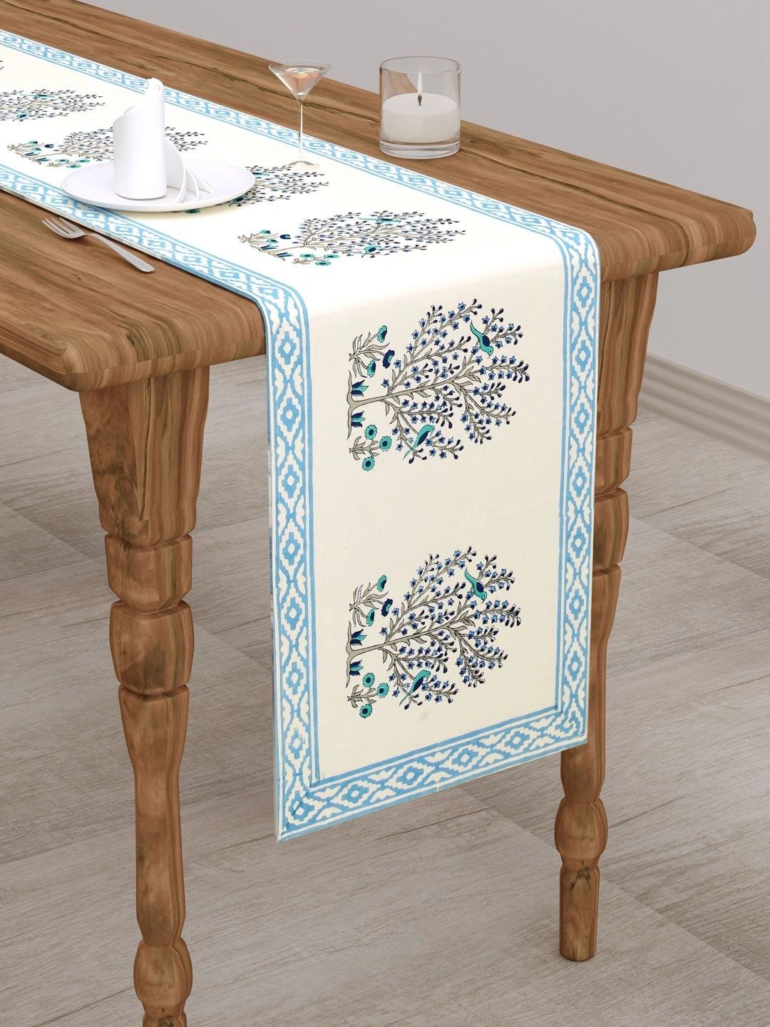 BLOCKS OF INDIA BLOCKS OF INDIA Yellow & Blue Printed Pure Cotton Table Runners