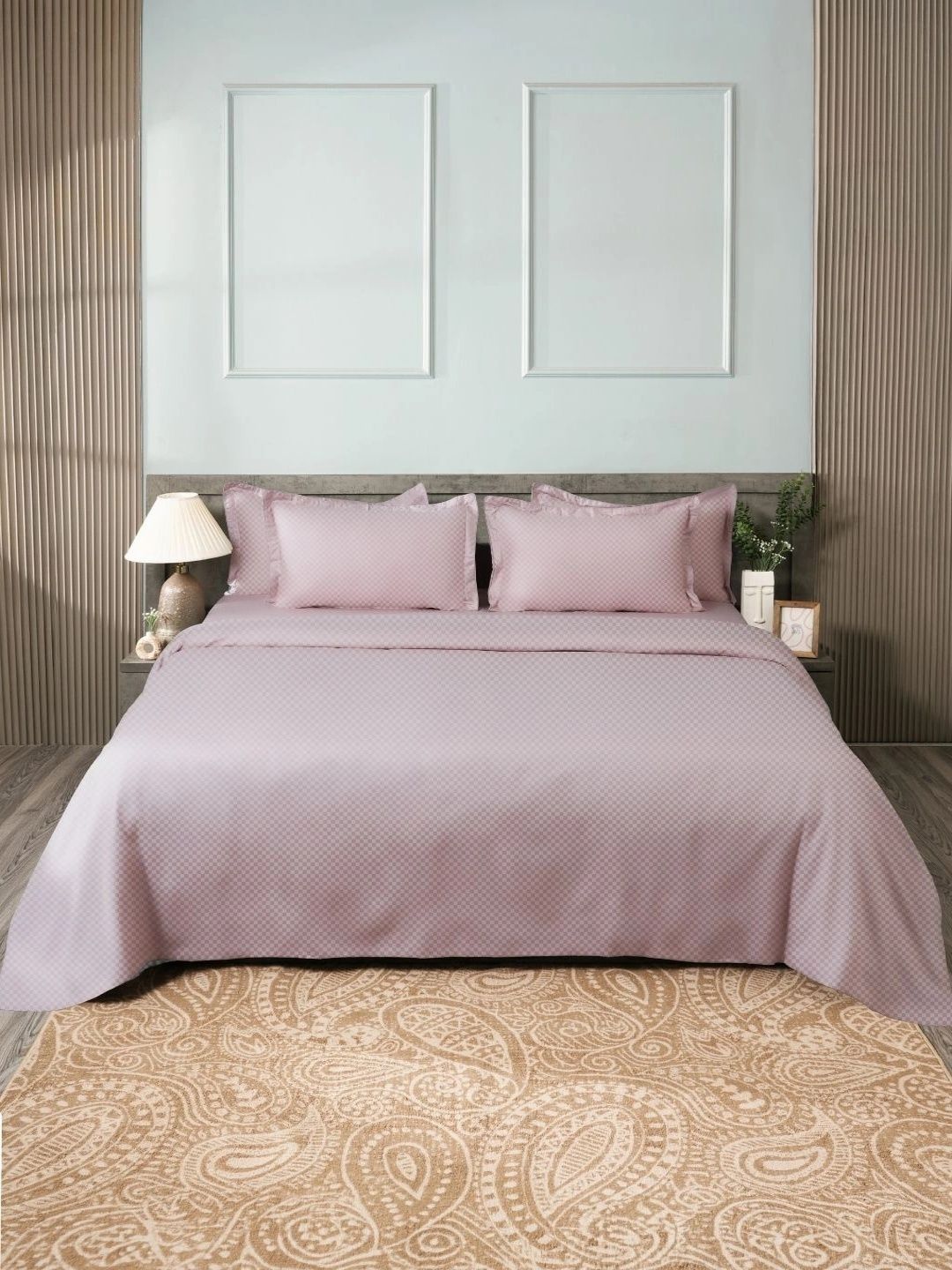 sleeping owls- because your sleep matters rose 300 tc bedsheet with 2 pillow covers