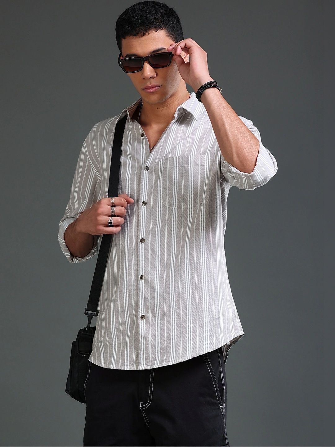 british club men smart striped casual shirt