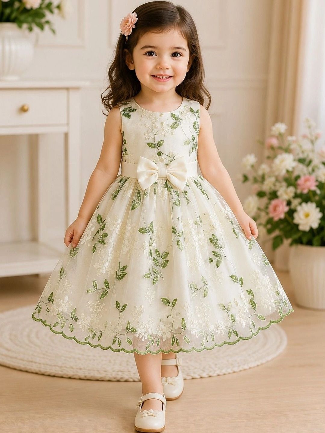 YK Floral Embroidered Net A-Line Dress-picture-0