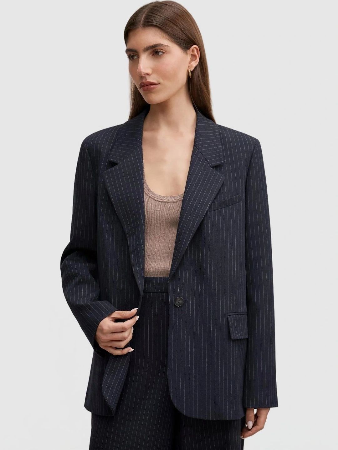 Forever New Striped Notched Lapel Collar Single-Breasted Blazer-picture-22