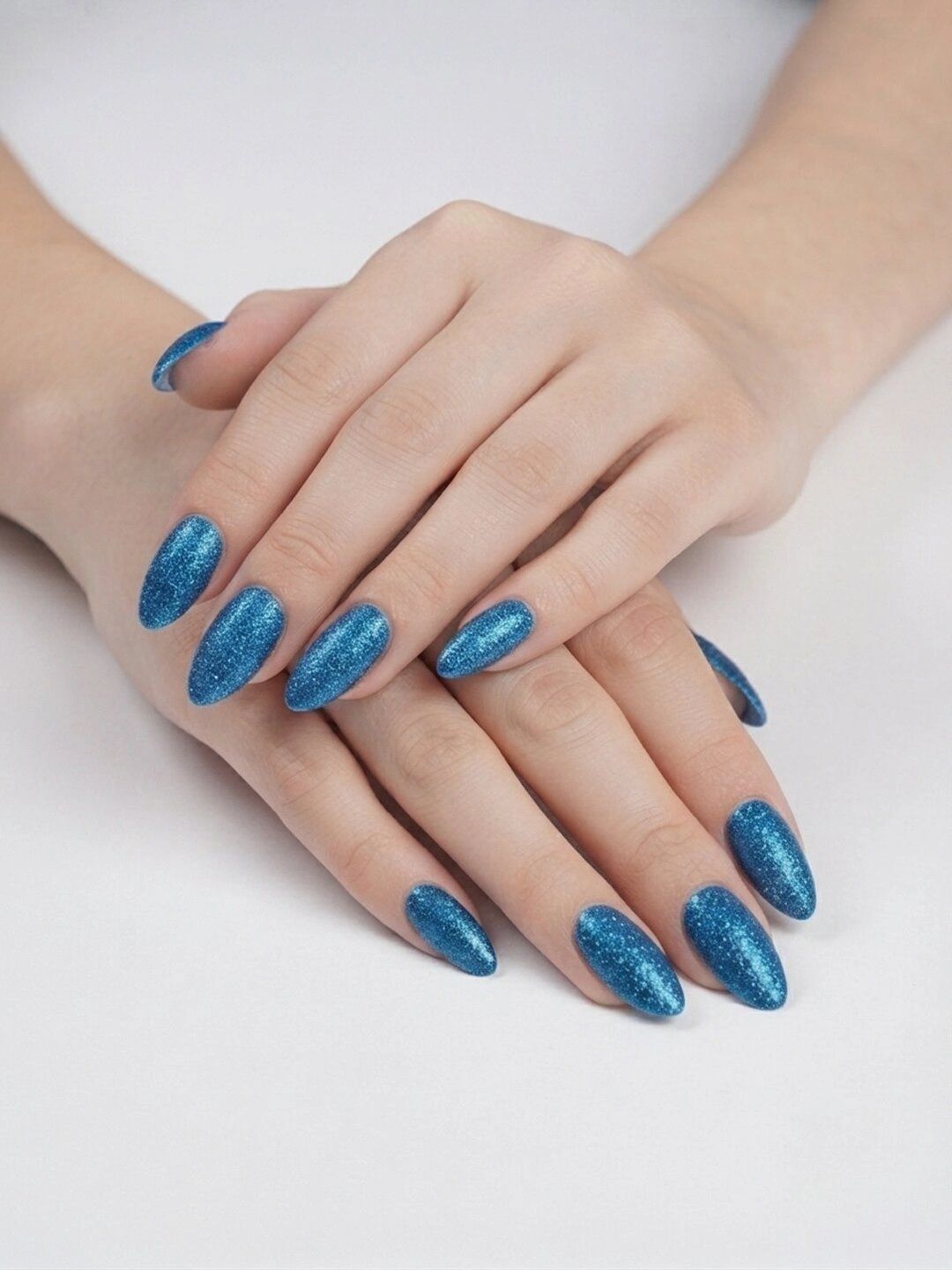 VAGHBHATT Set Of 12 Press-On Nail Extensions with Liquid Glue - Sparkling Blue-picture-45