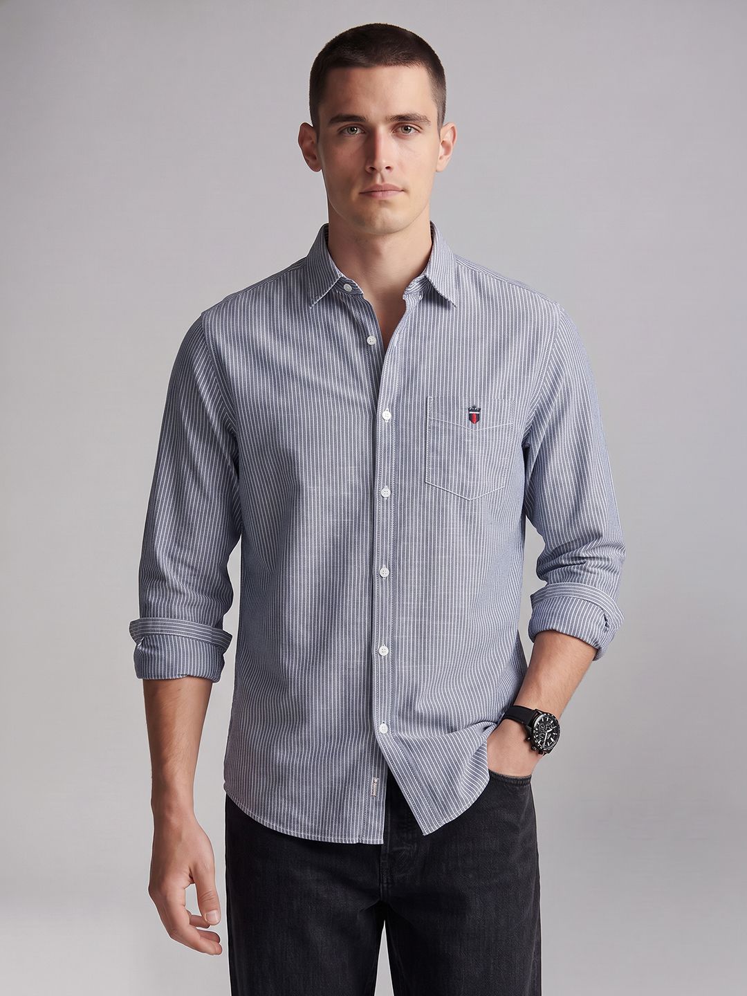 Louis Philippe Sport Slim Fit Striped Casual Shirt-picture-43