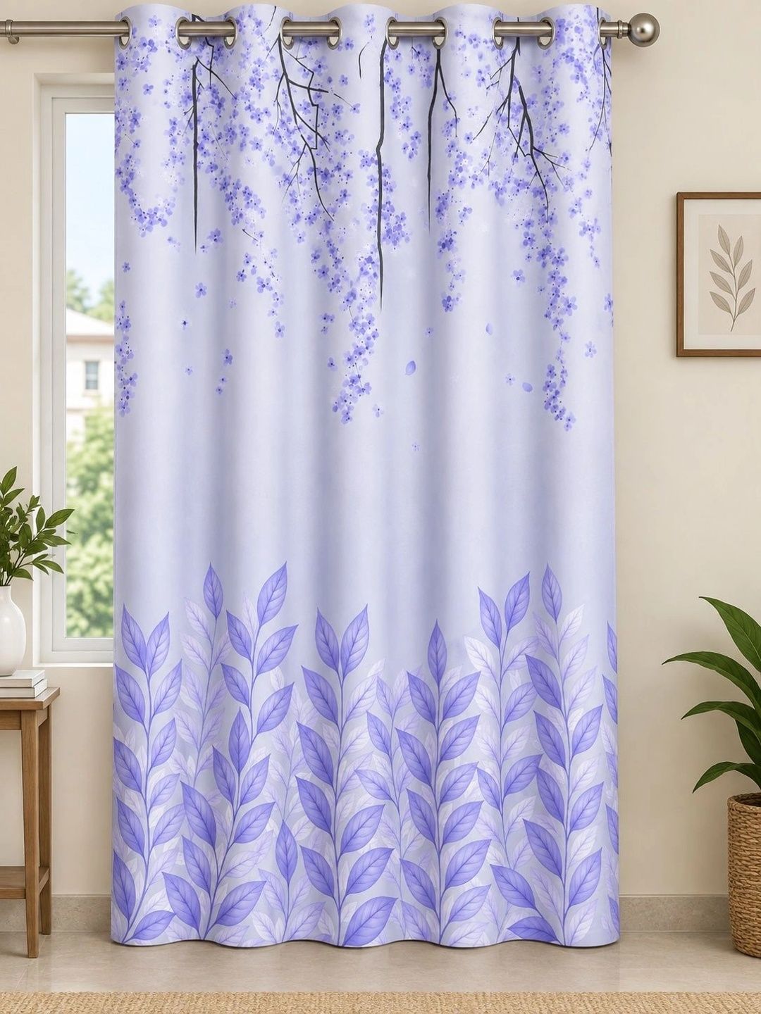 Myntra Elegant Homes Purple Floral Room Darkening Door Curtain-picture-12
