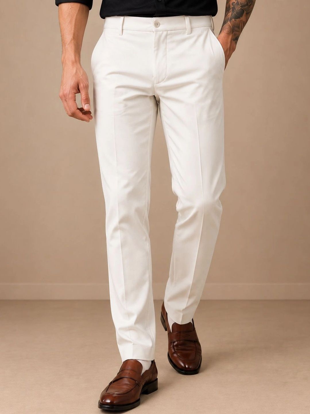 House of Pataudi Men Classic Easy Wash Trousers-picture-48