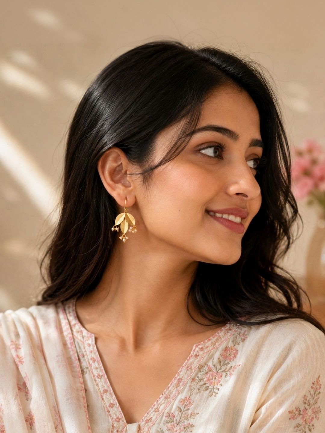 bdiva leaf shaped drop earrings
