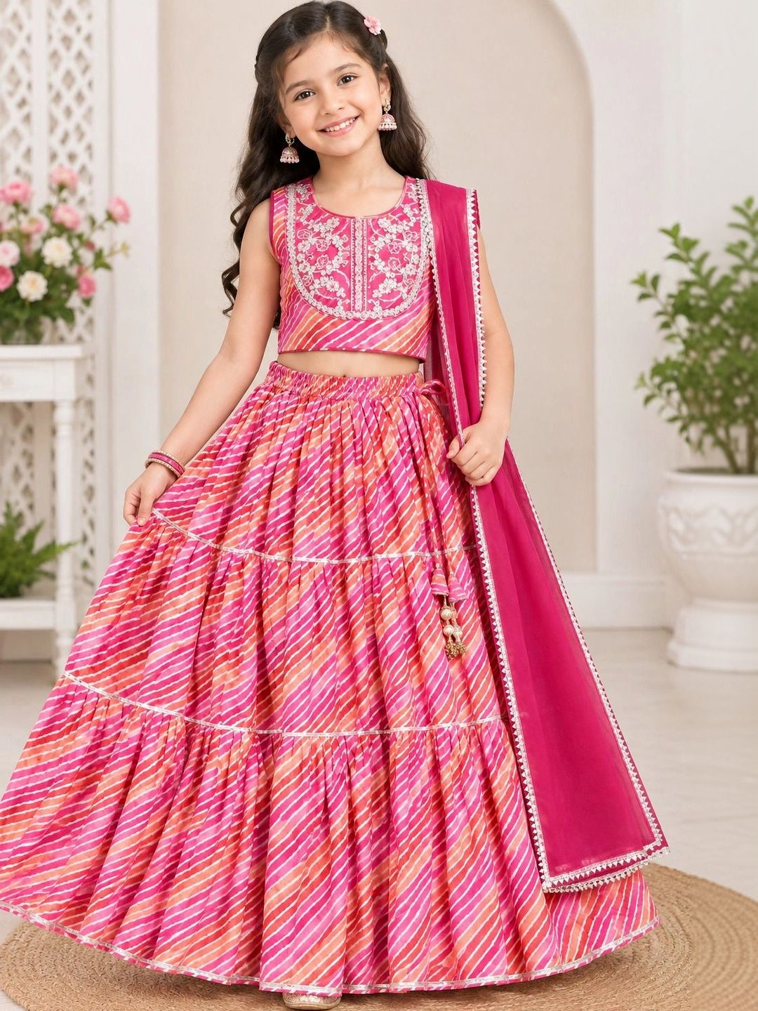 YK Embroidered Ready to Wear Girls Lehenga & Blouse With Dupatta