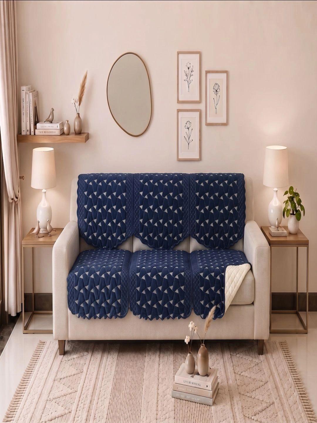 biggerfish navy blue sofa cover without arms