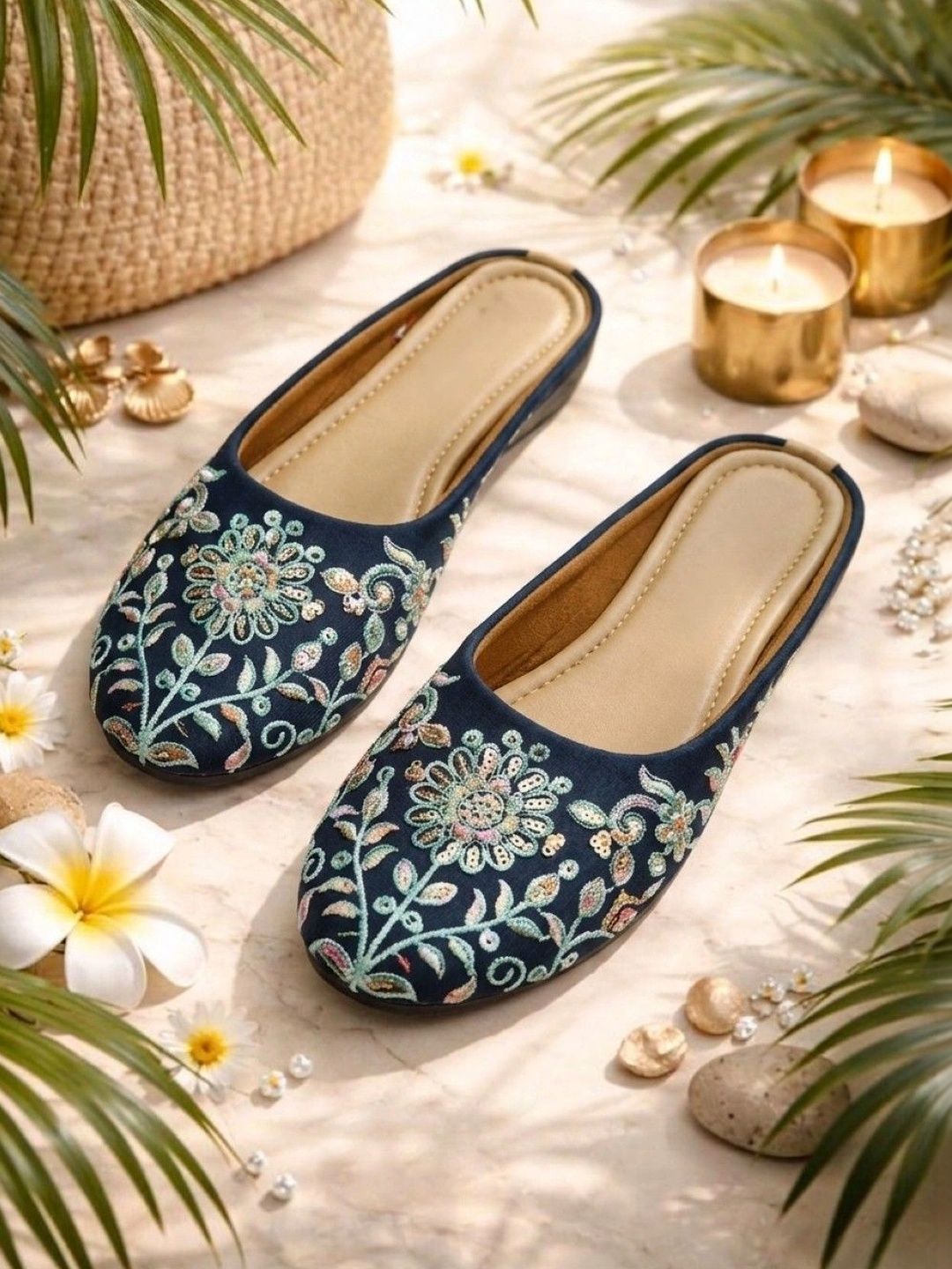Sangria Sangria Women Embellished Ethnic Mules with Embroidered Flats