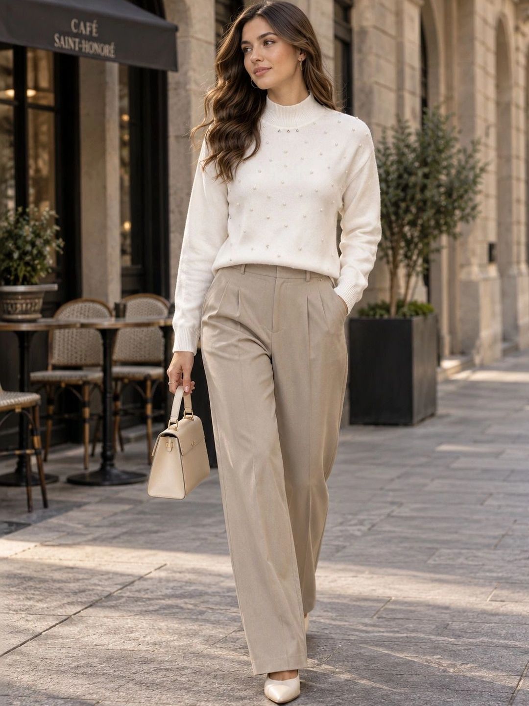 lasoon women woollen pullover with embellished detail