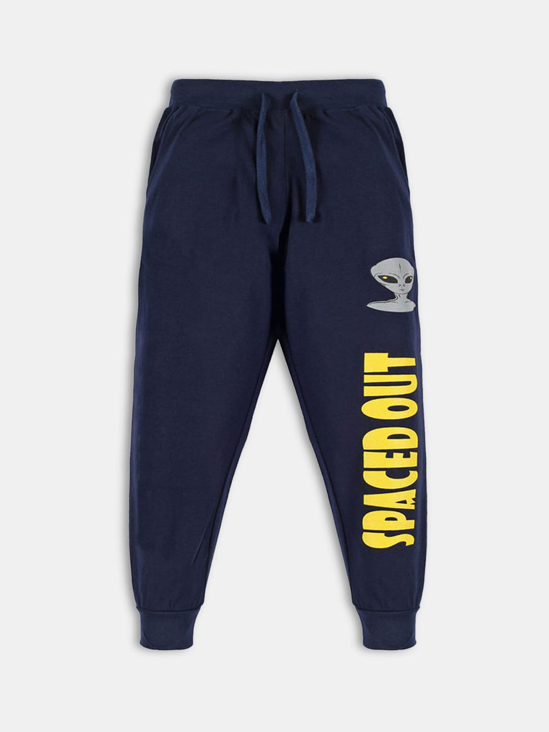 Hopscotch Boys Navy Blue Solid Cotton Jogger