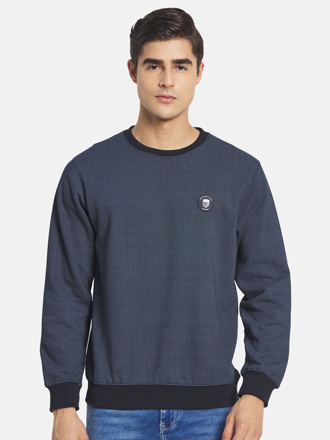 Octave Men Navy Blue Fleece Sweatshirt