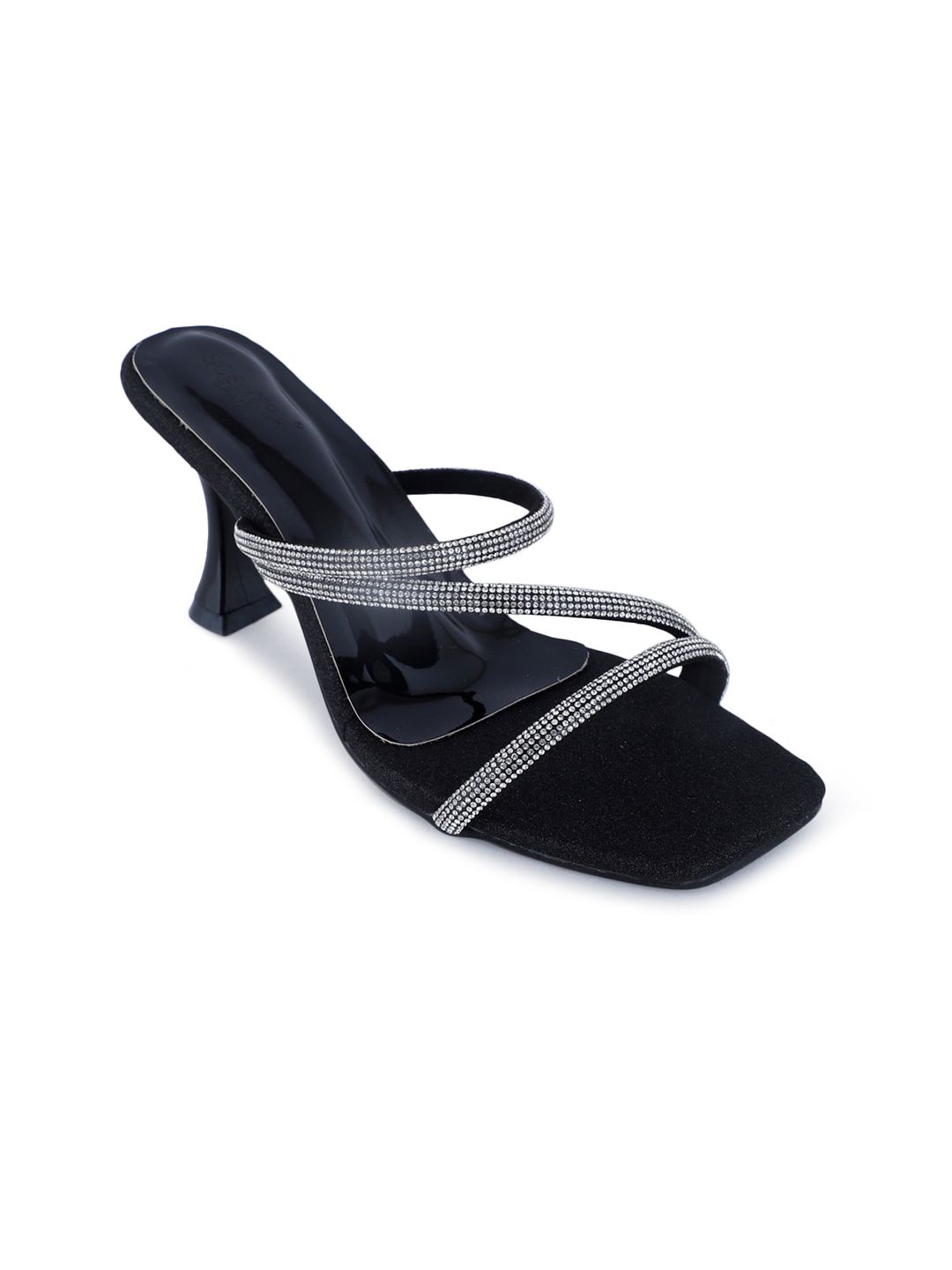 SCENTRA Women Black Solid  Embellished Open Toe Party Sandals-picture-47