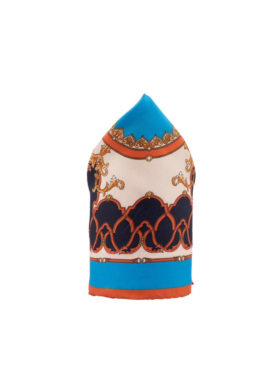 The Tie Hub Men Italian Blue & White Printed Silk Pocket Square-image-33