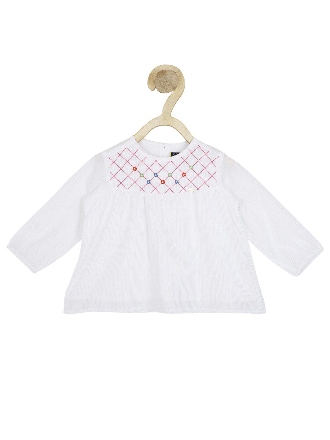 Allen Solly Junior White Geometric Embroidered Cotton  Top-picture-58