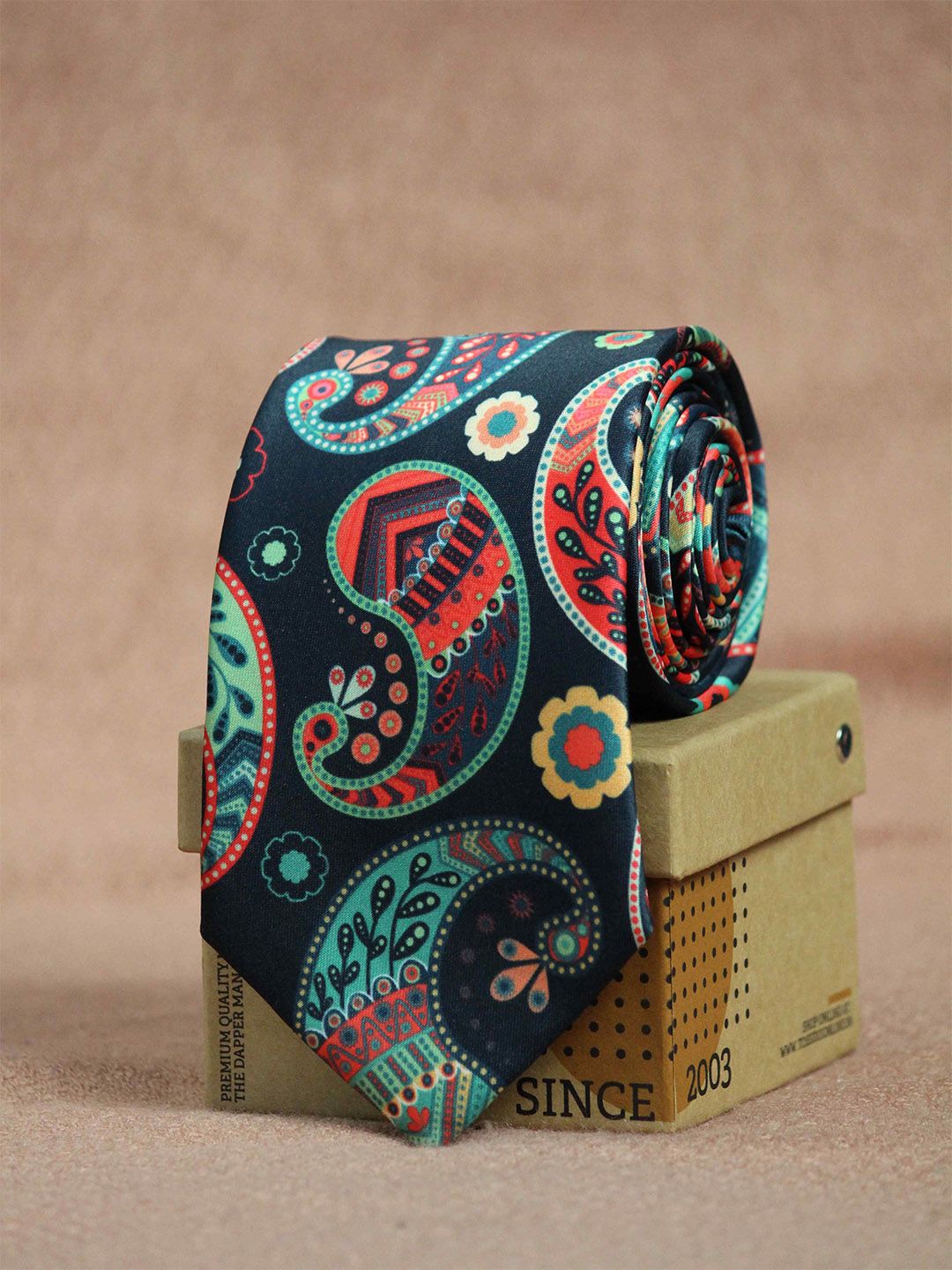 Tossido Men Black & Orange Printed Broad Tie-picture-34