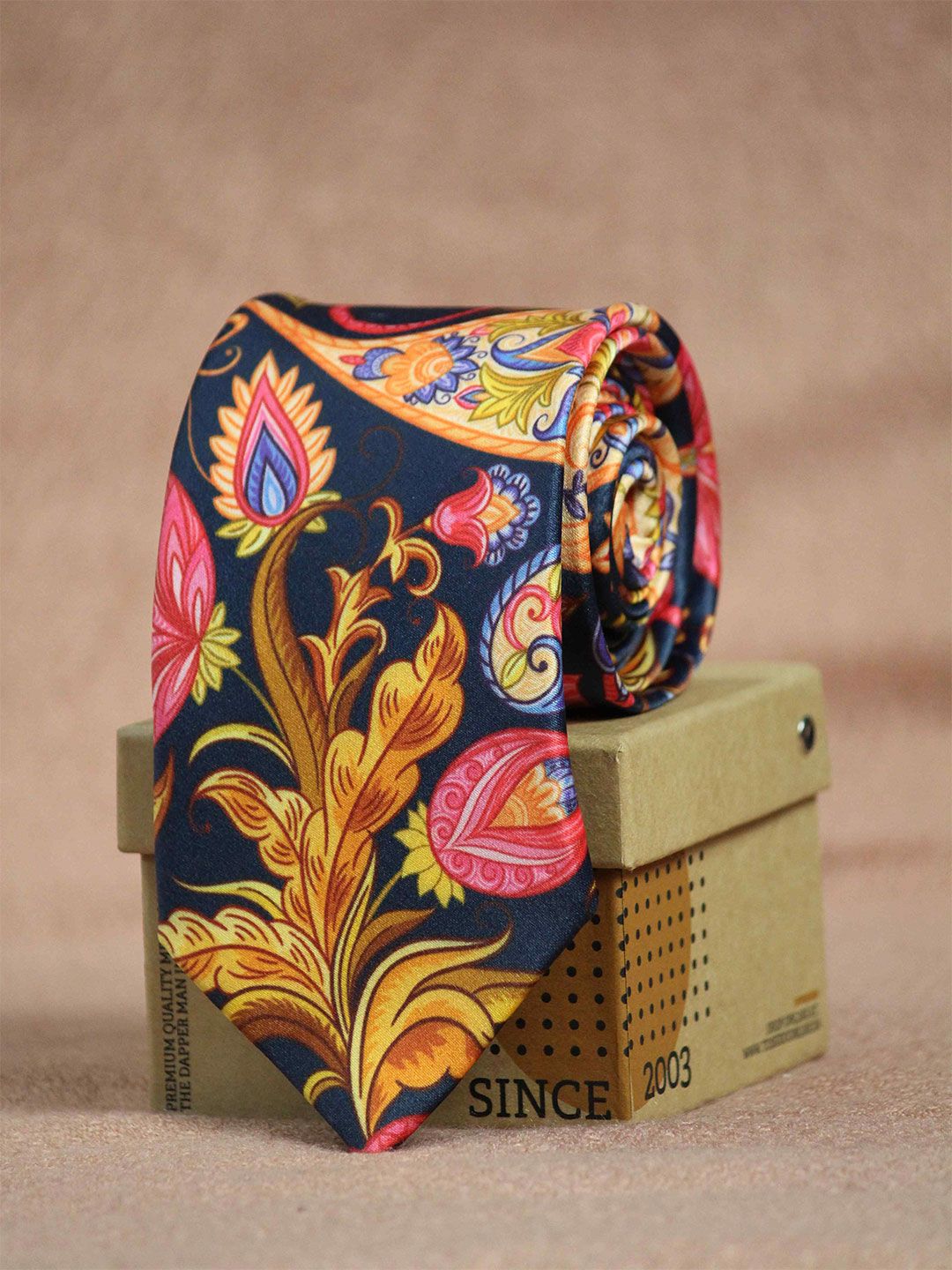 Tossido Men Navy Blue & Pink Printed Broad Tie-picture-44