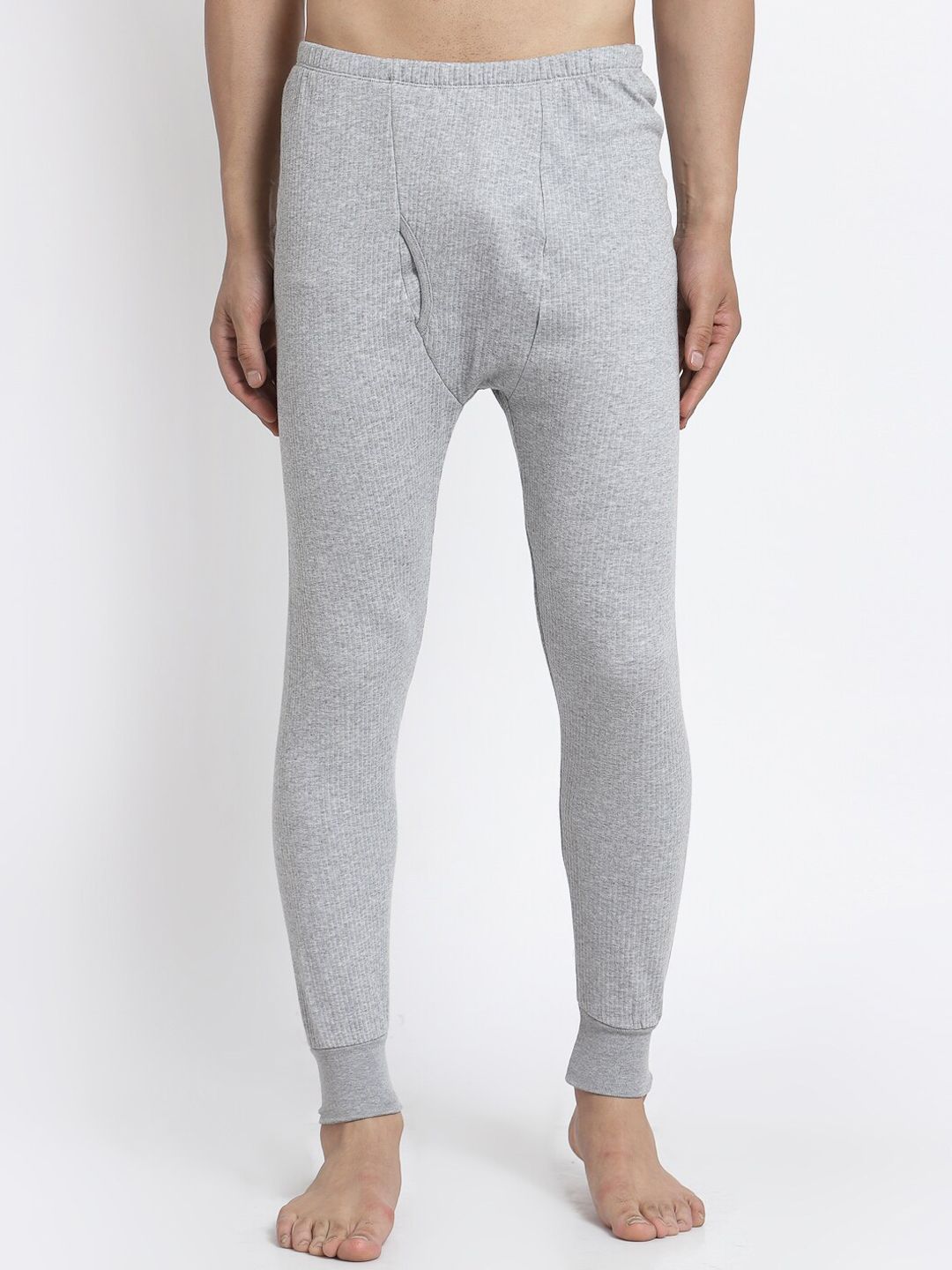 Kalt Men Light Grey Solid Thermal Bottoms-picture-31