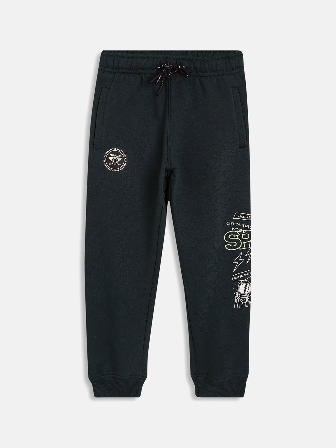 Octave Boys Green Graphic Printed Cotton Joggers-image-9