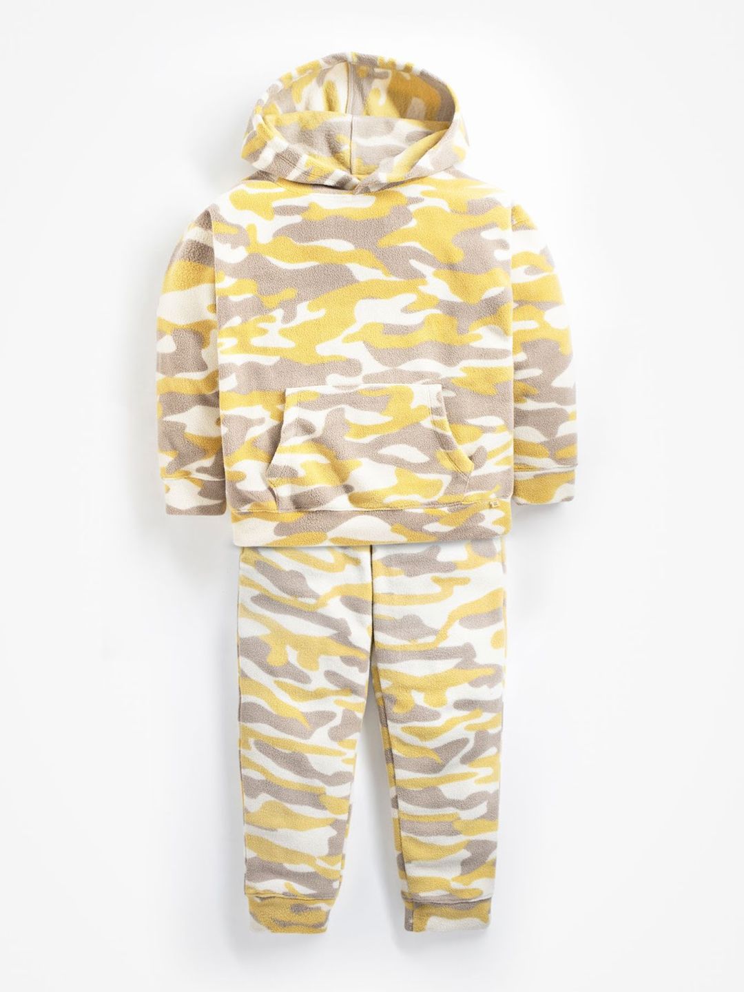 Cherry Crumble Unisex Kids Beige & White Printed Hooded Nightsuit-picture-22