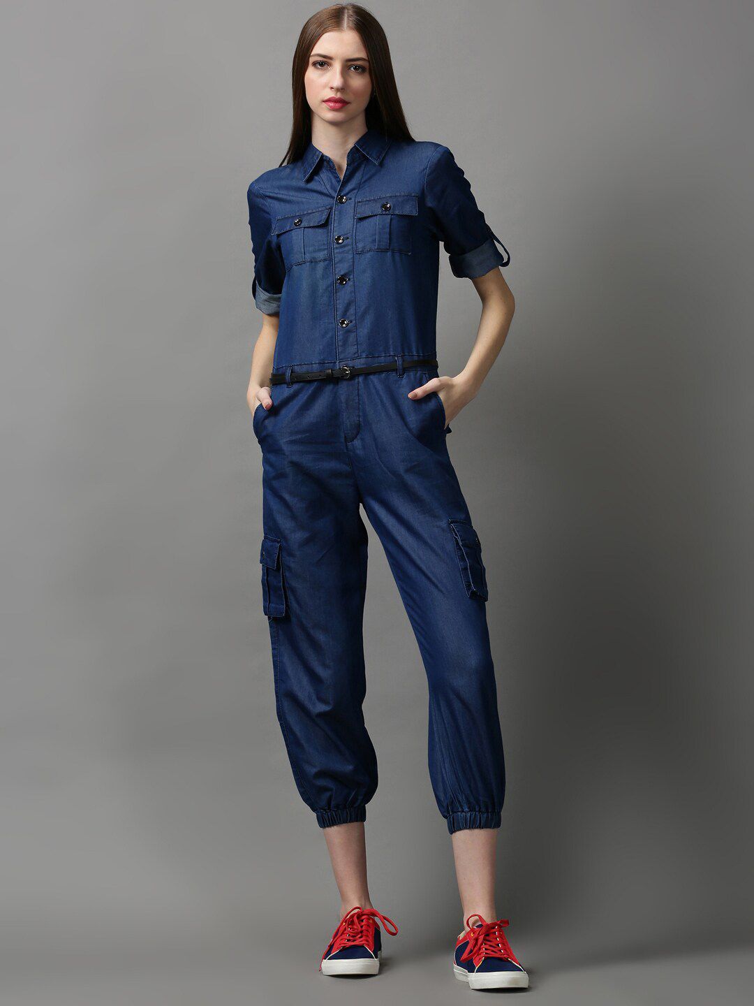 SHOWOFF Women Navy Blue Basic Jumpsuit